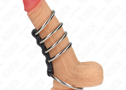 KINK - 5 PENISRINGE 3,7 CM BIS 5 CM METALL DURCH LEDER VERBUNDEN
