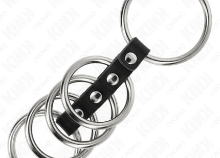 KINK - 5 PENISRINGE 3,7 CM BIS 5 CM METALL DURCH LEDER VERBUNDEN