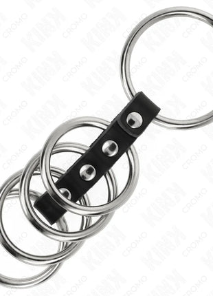 KINK - 5 PENISRINGE 3,7 CM BIS 5 CM METALL DURCH LEDER VERBUNDEN