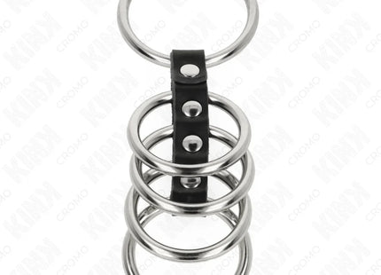 KINK - 5 PENISRINGE 3,7 CM BIS 5 CM METALL DURCH LEDER VERBUNDEN
