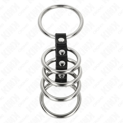 KINK - 5 PENISRINGE 3,7 CM BIS 5 CM METALL DURCH LEDER VERBUNDEN