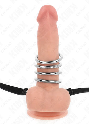 KINK - 5 PENISRINGE 3,8 CM BIS 5 CM METALL MIT LEDERGURT 112 CM