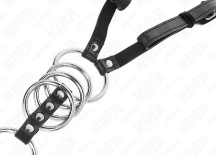 KINK - 5 PENISRINGE 3,8 CM BIS 5 CM METALL MIT LEDERGURT 112 CM