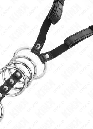 KINK - 5 PENISRINGE 3,8 CM BIS 5 CM METALL MIT LEDERGURT 112 CM