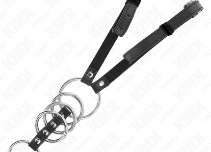 KINK - 5 PENISRINGE 3,8 CM BIS 5 CM METALL MIT LEDERGURT 112 CM