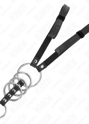 KINK - 5 PENISRINGE 3,8 CM BIS 5 CM METALL MIT LEDERGURT 112 CM