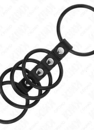 KINK - 5 PENISRINGE AUS SILIKON 3,8 CM BIS 4,8 CM DURCH LEDER VERBUNDEN