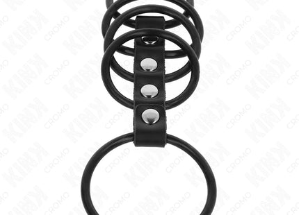 KINK - 5 PENISRINGE AUS SILIKON 3,8 CM BIS 4,8 CM DURCH LEDER VERBUNDEN