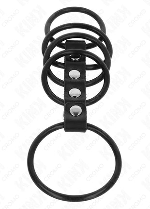 KINK - 5 PENISRINGE AUS SILIKON 3,8 CM BIS 4,8 CM DURCH LEDER VERBUNDEN