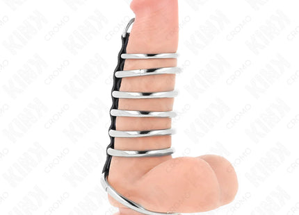 KINK - 7 PENISRINGE AUS METALL 3,2 CM BIS 5 CM DURCH LEDER VERBUNDEN
