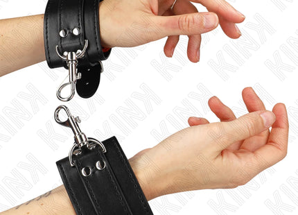 KINK - ABSCHLIEßBARE DUNGEON HANDGELENKSFESSELN SCHWARZ VERSTELLBAR 21-28 CM X 5,5 CM