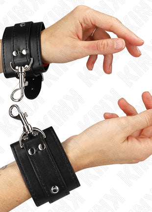 KINK - ABSCHLIEßBARE DUNGEON HANDGELENKSFESSELN SCHWARZ VERSTELLBAR 21-28 CM X 5,5 CM