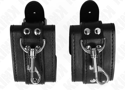 KINK - ABSCHLIEßBARE DUNGEON HANDGELENKSFESSELN SCHWARZ VERSTELLBAR 21-28 CM X 5,5 CM