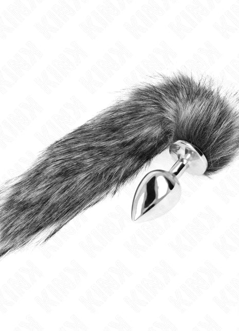 KINK - ANAL PLUG GRÖSSE L 10 X 4 CM MIT KUNSTSTOFFSCHWANZ 40 CM GRAU