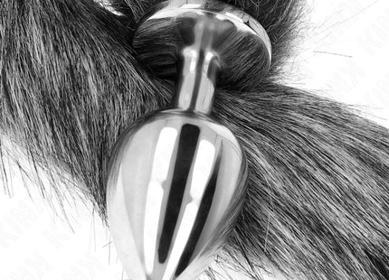 KINK - ANAL PLUG GRÖSSE L 10 X 4 CM MIT KUNSTSTOFFSCHWANZ 40 CM GRAU