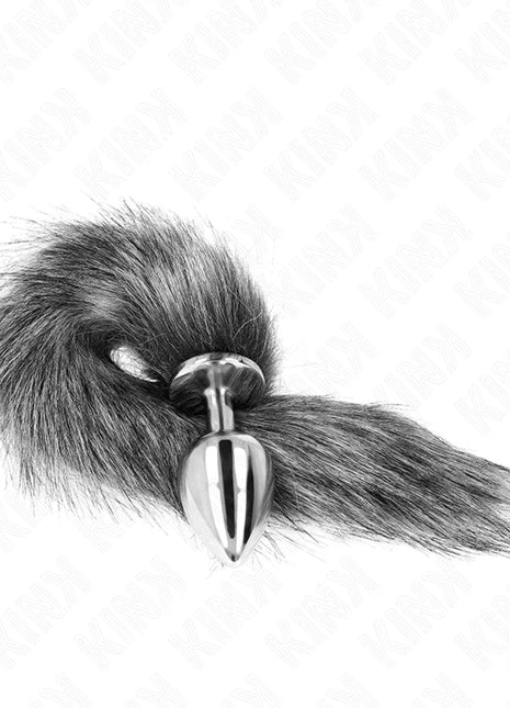 KINK - ANAL PLUG GRÖSSE L 10 X 4 CM MIT KUNSTSTOFFSCHWANZ 40 CM GRAU
