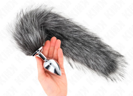 KINK - ANAL PLUG GRÖSSE L 10 X 4 CM MIT KUNSTSTOFFSCHWANZ 40 CM GRAU