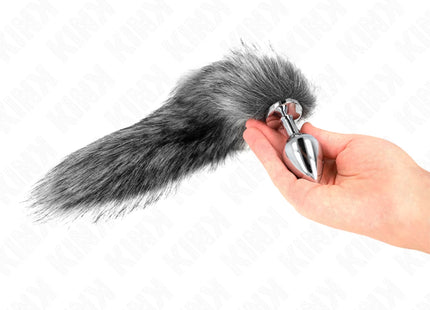 KINK - ANAL PLUG GRÖSSE M 8 X 3,5 CM MIT KUNSTSTOFFSCHWANZ 40 CM GRAU