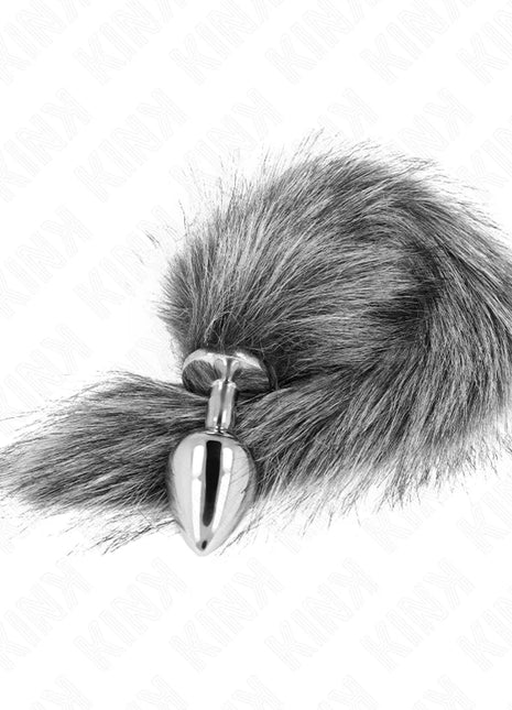 KINK - ANAL PLUG GRÖSSE M 8 X 3,5 CM MIT KUNSTSTOFFSCHWANZ 40 CM GRAU
