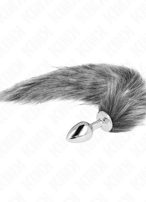 KINK - ANAL PLUG GRÖSSE S 7 X 3 CM MIT KUNSTSTOFFSCHWANZ 40 CM GRAU