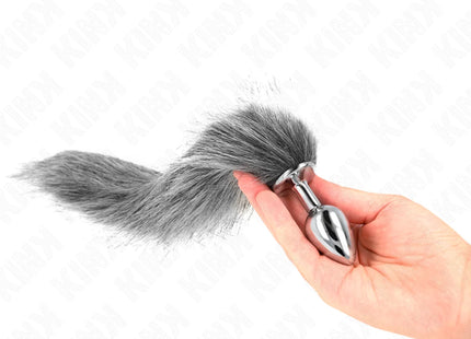 KINK - ANAL PLUG GRÖSSE S 7 X 3 CM MIT KUNSTSTOFFSCHWANZ 40 CM GRAU