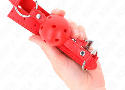 KINK - ATMUNGSAKTIVER BALL 4 CM KNEBEL MIT DOPPELNIET MODELL 1 ROT 62,5 x 2,5 CM VERSTELLBAR 42-58 CM
