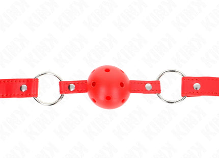 KINK - ATMUNGSAKTIVER BALL 4 CM KNEBEL MIT DOPPELNIET MODELL 1 ROT 62,5 x 2,5 CM VERSTELLBAR 42-58 CM