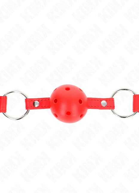KINK - ATMUNGSAKTIVER BALL 4 CM KNEBEL MIT DOPPELNIET MODELL 1 ROT 62,5 x 2,5 CM VERSTELLBAR 42-58 CM