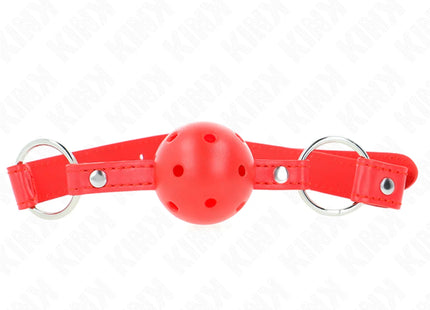 KINK - ATMUNGSAKTIVER BALL 4 CM KNEBEL MIT DOPPELNIET MODELL 1 ROT 62,5 x 2,5 CM VERSTELLBAR 42-58 CM