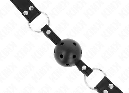 KINK - ATMUNGSAKTIVER BALL 4 CM KNEBEL MIT DOPPELNIET MODELL 1 SCHWARZ 62,5 x 2,5 CM VERSTELLBAR 42-58 CM