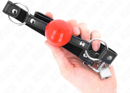 KINK - BALL 4 CM KNEBEL MIT SCHLOSS ROTER BALL SCHWARZER GURT 60 x 2 CM