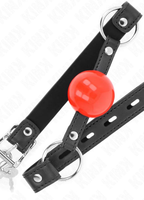 KINK - BALL 4 CM KNEBEL MIT SCHLOSS ROTER BALL SCHWARZER GURT 60 x 2 CM