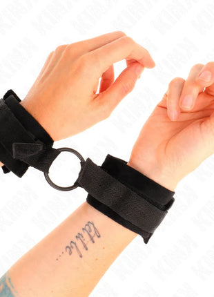 KINK - BEGINNER PELZ HANDMANSCHETTEN 25 CM MIT O-RING 4 CM SCHWARZ VERSTELLBAR 15-25 CM