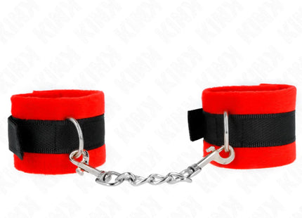 KINK - BEGINNER PELZHANDMANSCHETTEN SCHWARZ-ROT 30 X 7 CM