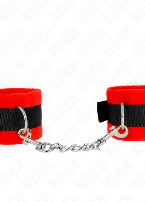 KINK - BEGINNER PELZHANDMANSCHETTEN SCHWARZ-ROT 30 X 7 CM