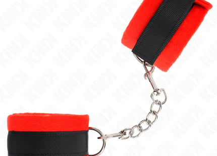 KINK - BEGINNER PELZHANDMANSCHETTEN SCHWARZ-ROT 30 X 7 CM