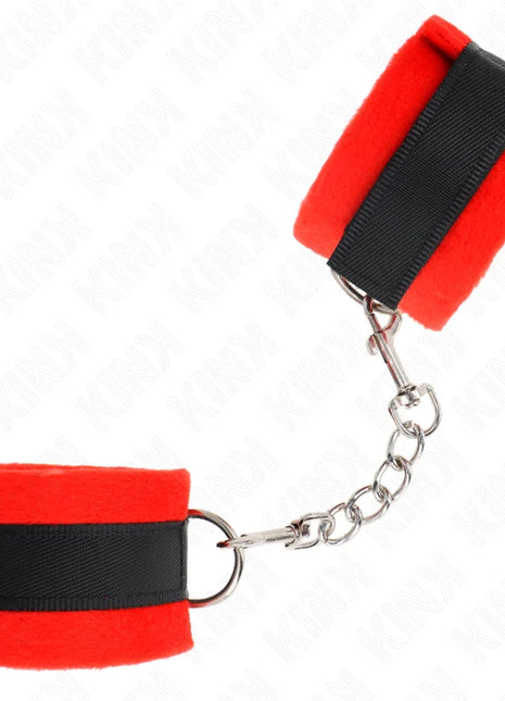 KINK - BEGINNER PELZHANDMANSCHETTEN SCHWARZ-ROT 30 X 7 CM