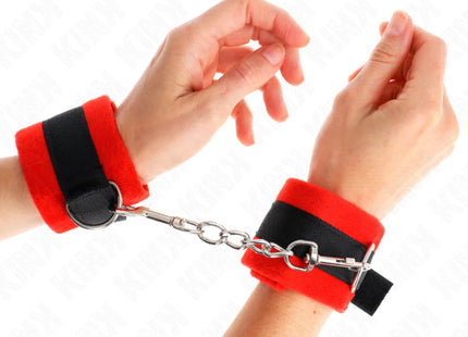KINK - BEGINNER PELZHANDMANSCHETTEN SCHWARZ-ROT 30 X 7 CM