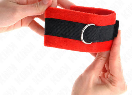 KINK - BEGINNER PELZHANDMANSCHETTEN SCHWARZ-ROT 30 X 7 CM