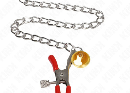 KINK - BELL 3-FACH NIPPEL- UND KLITORISKLEMMEN ROT MIT KETTE 30 CM