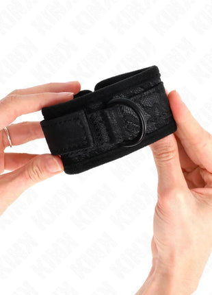 KINK - DARK LACE CUFFS NEOPRENE HANDGELENK MANSCHETTEN VERSTELLBAR SCHWARZ 20-29 CM X 5 CM