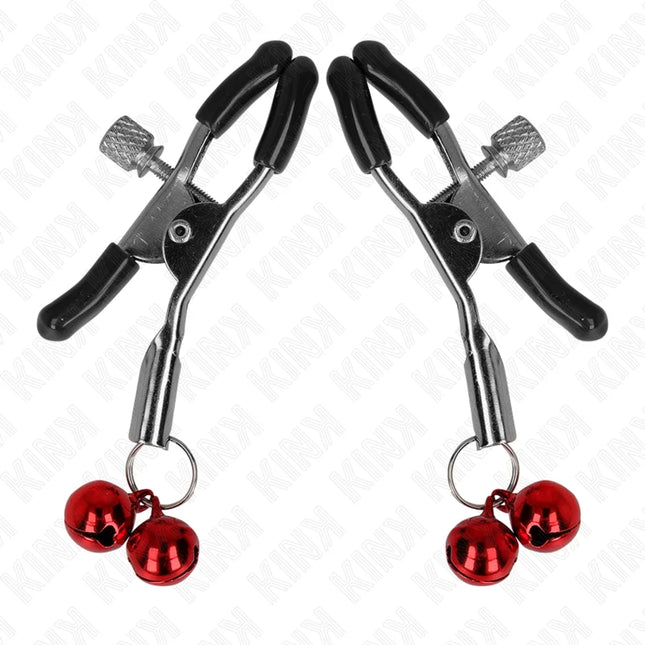 KINK - DOPPELTE GLOCKEN-NIPPELKLAMMERE ROT 6 CM