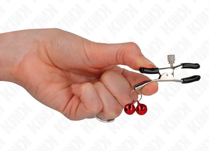 KINK - DOPPELTE GLOCKEN-NIPPELKLAMMERE ROT 6 CM
