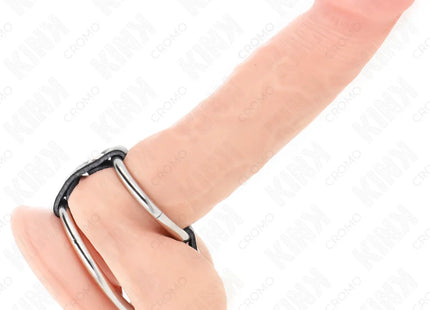 KINK - DOPPELTER PENISRING 3,8 CM BIS 5 CM DURCH LEDER VERBUNDEN