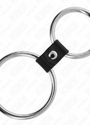 KINK - DOPPELTER PENISRING AUS METALL 3,7 CM BIS 5 CM VERBUNDEN DURCH LEDERBAND MODELL 1