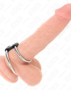 KINK - DOPPELTER PENISRING AUS METALL 3,7 CM BIS 5 CM VERBUNDEN DURCH LEDERBAND MODELL 1