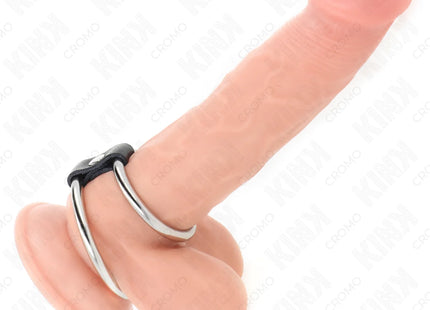 KINK - DOPPELTER PENISRING AUS METALL 3,7 CM BIS 5 CM VERBUNDEN DURCH LEDERBAND MODELL 1