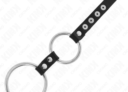 KINK - DOPPELTER PENISRING AUS METALL 3,8 CM BIS 5 CM MIT LEDER VERBUNDEN
