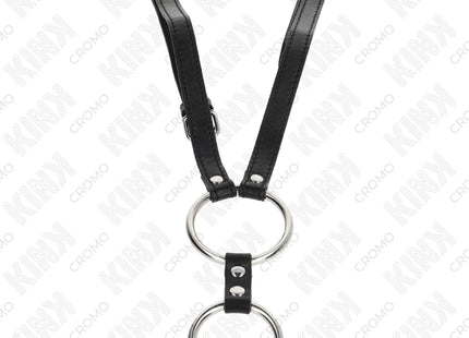 KINK - DOPPELTER PENISRING AUS METALL 3,8 CM BIS 5 CM MIT LEDERGURTE 112 CM