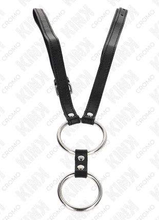 KINK - DOPPELTER PENISRING AUS METALL 3,8 CM BIS 5 CM MIT LEDERGURTE 112 CM